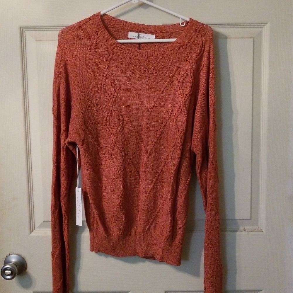 Trendy Spice Color Semi-sheer Sweater Size S